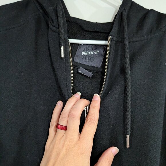Urban-ID Zip Up Moto Hoodie Black Size Small - Picture 3 of 7